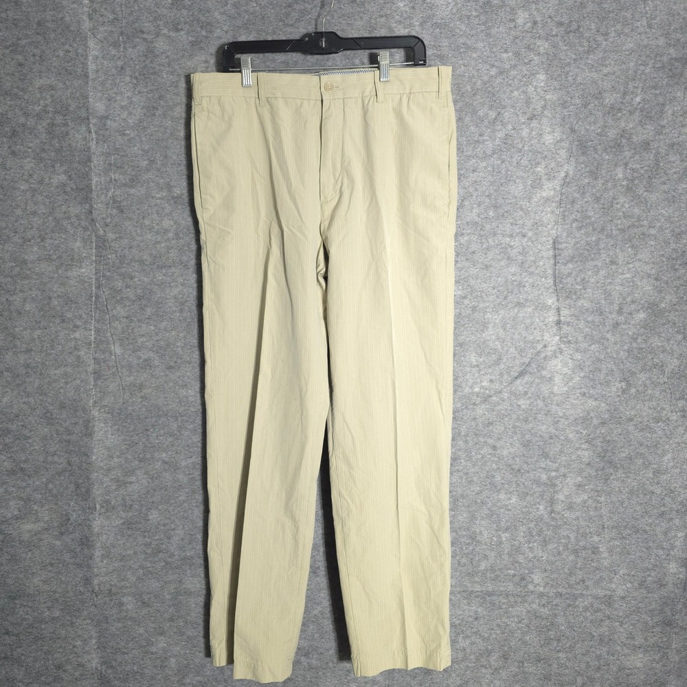 Banana Republic Chino Pants Mens 34x32 Tan Pinstripe Straight Leg Cotton Solid